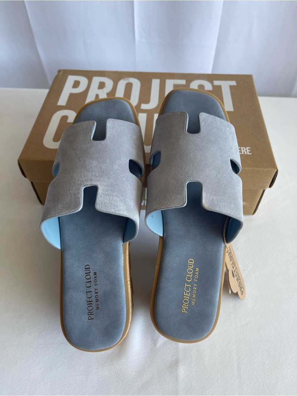 Project Cloud Women's Light Blue Suede Cork Platform Sandals - Picture 9 of 10